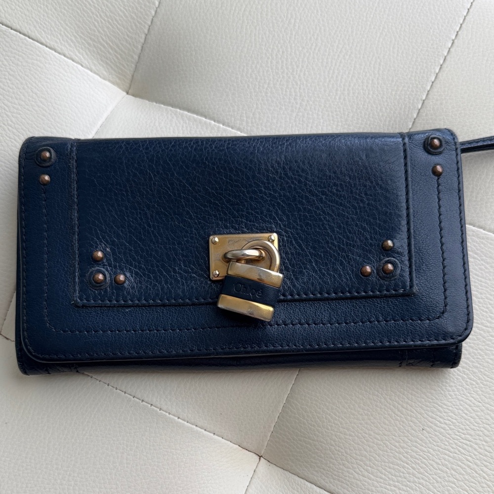 Chloe Blue Leather Long Wallet